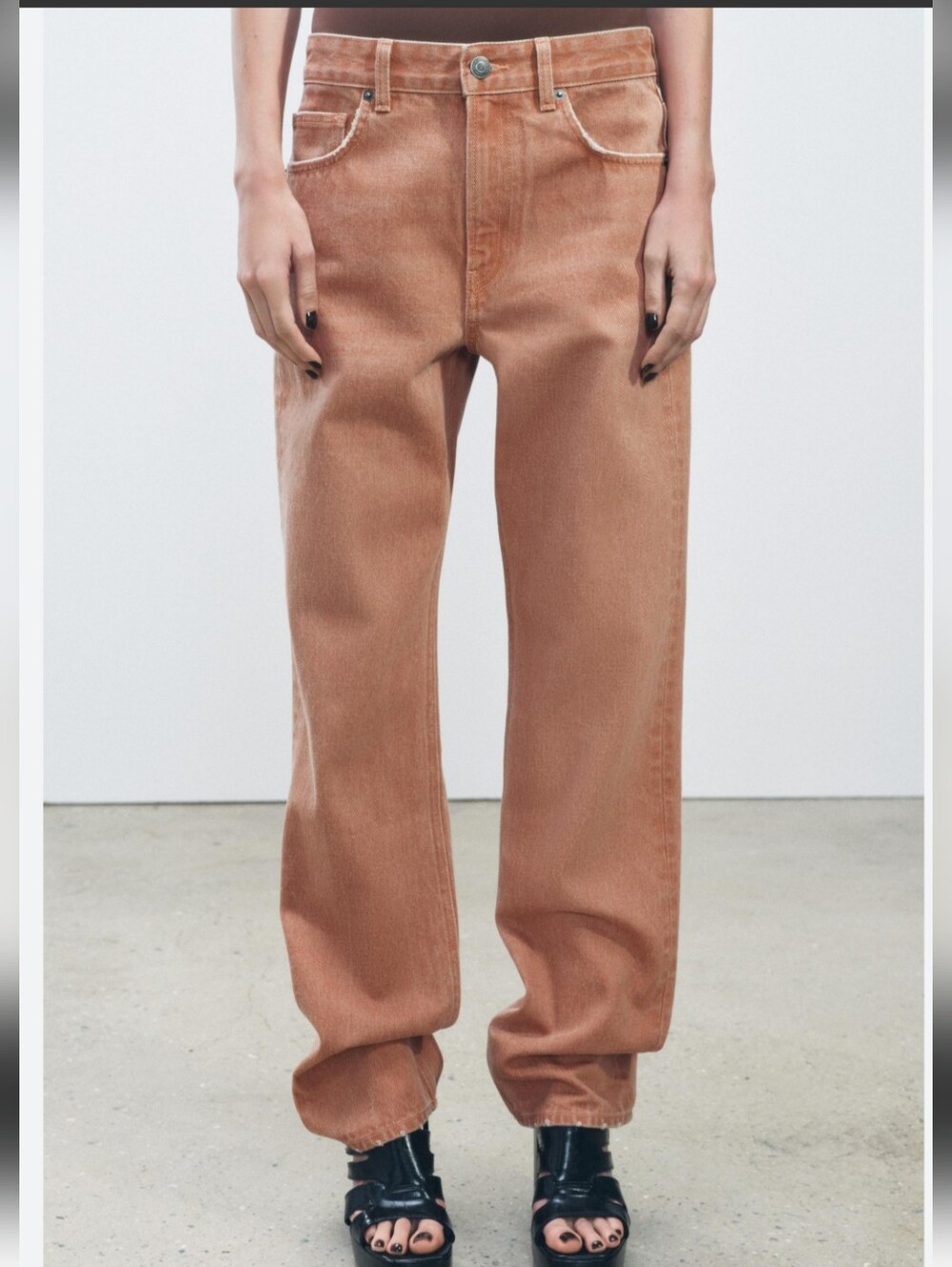 Zara Straight Leg Mid Rise Jeans Denim Pants — Terracotta